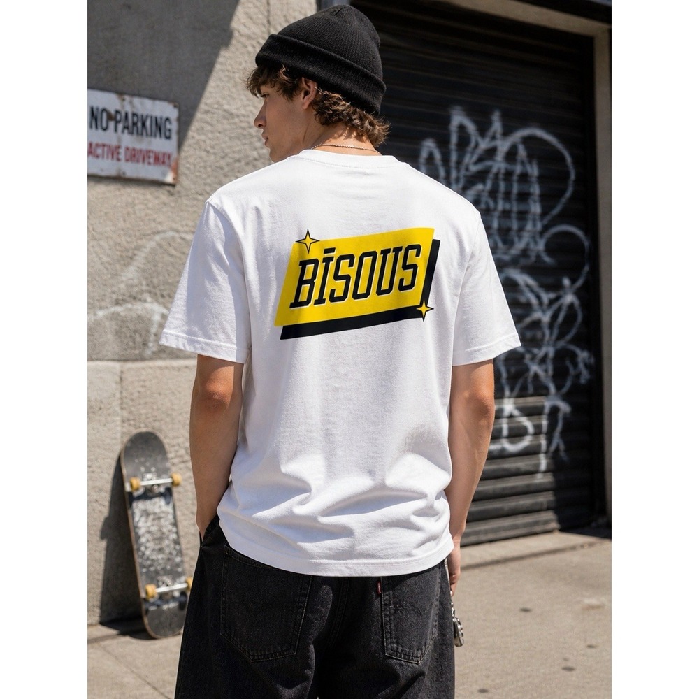 Bisous Skateboard T Shirt White Graphic Logo Tee Men's Small Streetwear NWT New